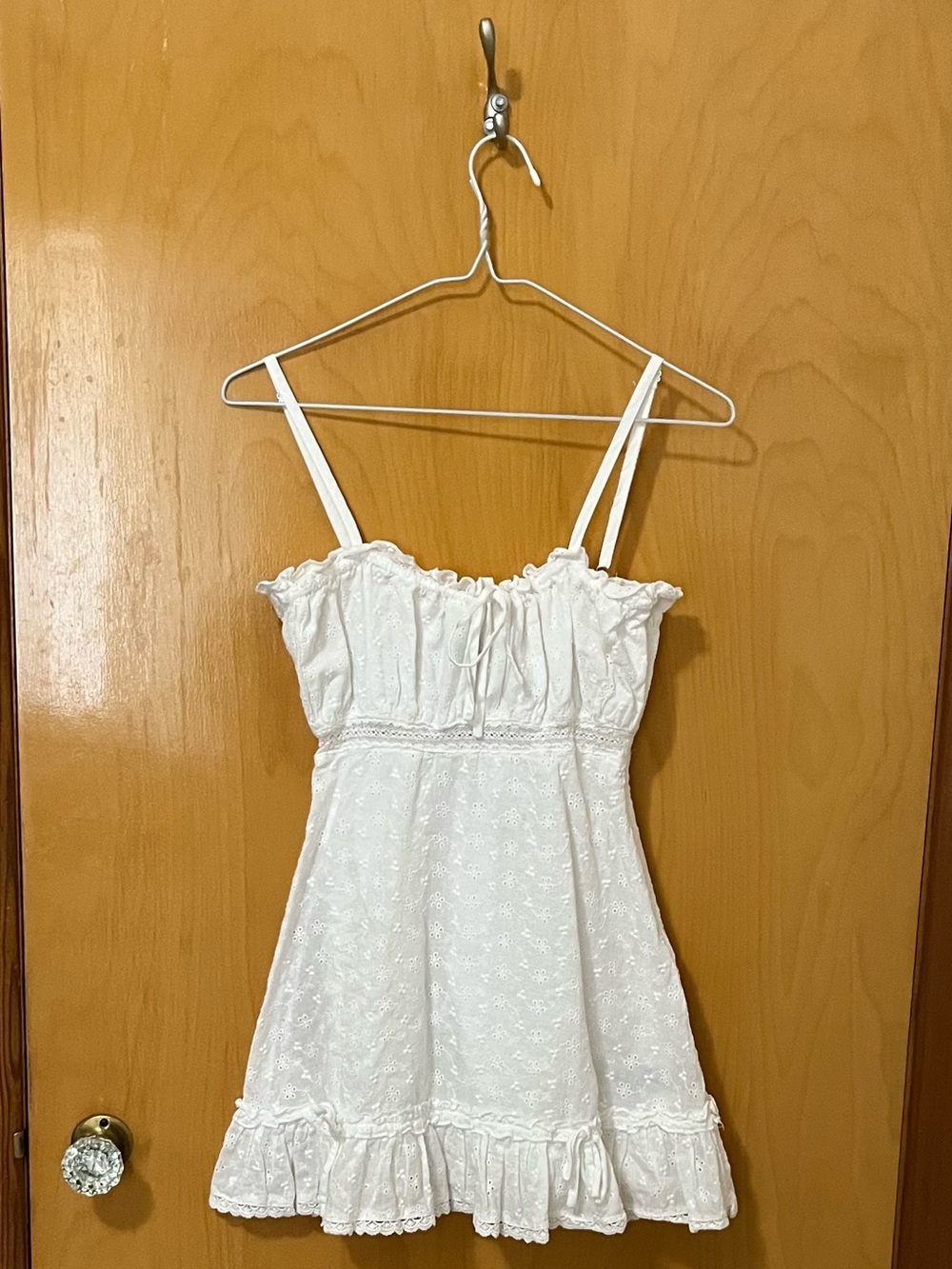 Dolls Kill Marisa White Eyelet Ruffle Babydoll Mini dress